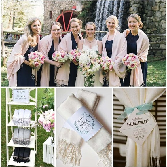 ⚡Women Gunmetal Pashmina Shawls Evening Dress Bridesmaid Winter Warm Long Scarf - Picture 7 of 7